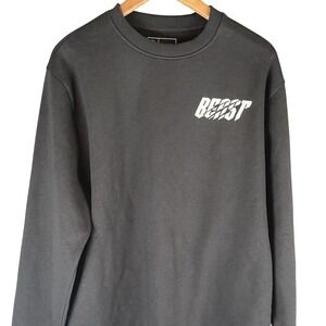 MrBeast Beast Logo Crewneck Sweatshirt Mens Large Black Cotton Pullover Graphic